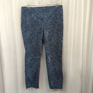 J Jill Pants Womens Blue Paisley Perfect‎ Ankle Cropped Pants Size 10